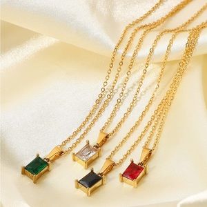 Anuli | Stainless Steel Cubic Zirconia Rectangle Necklace